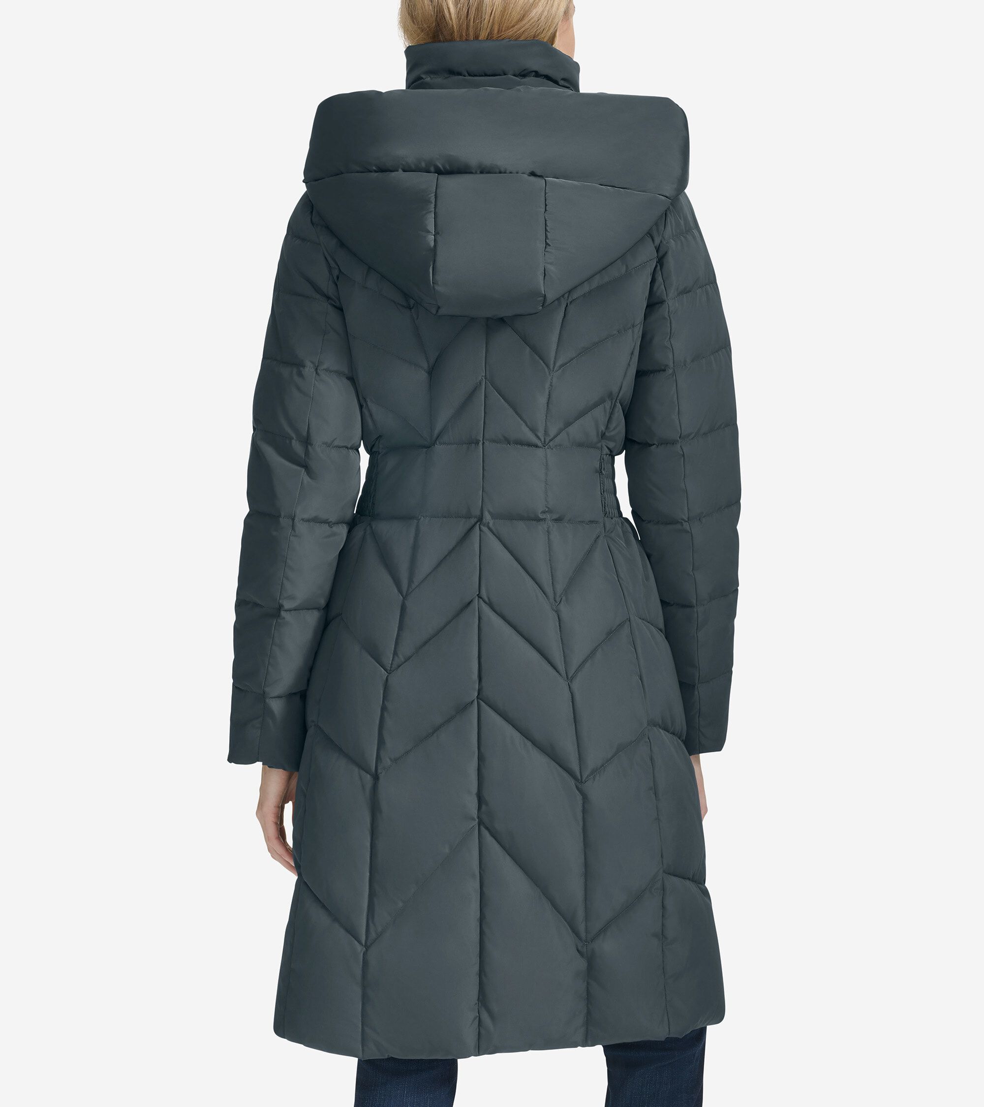 Women's Taffeta Down Coat with Elasticaded Waist Inserts - Image 2