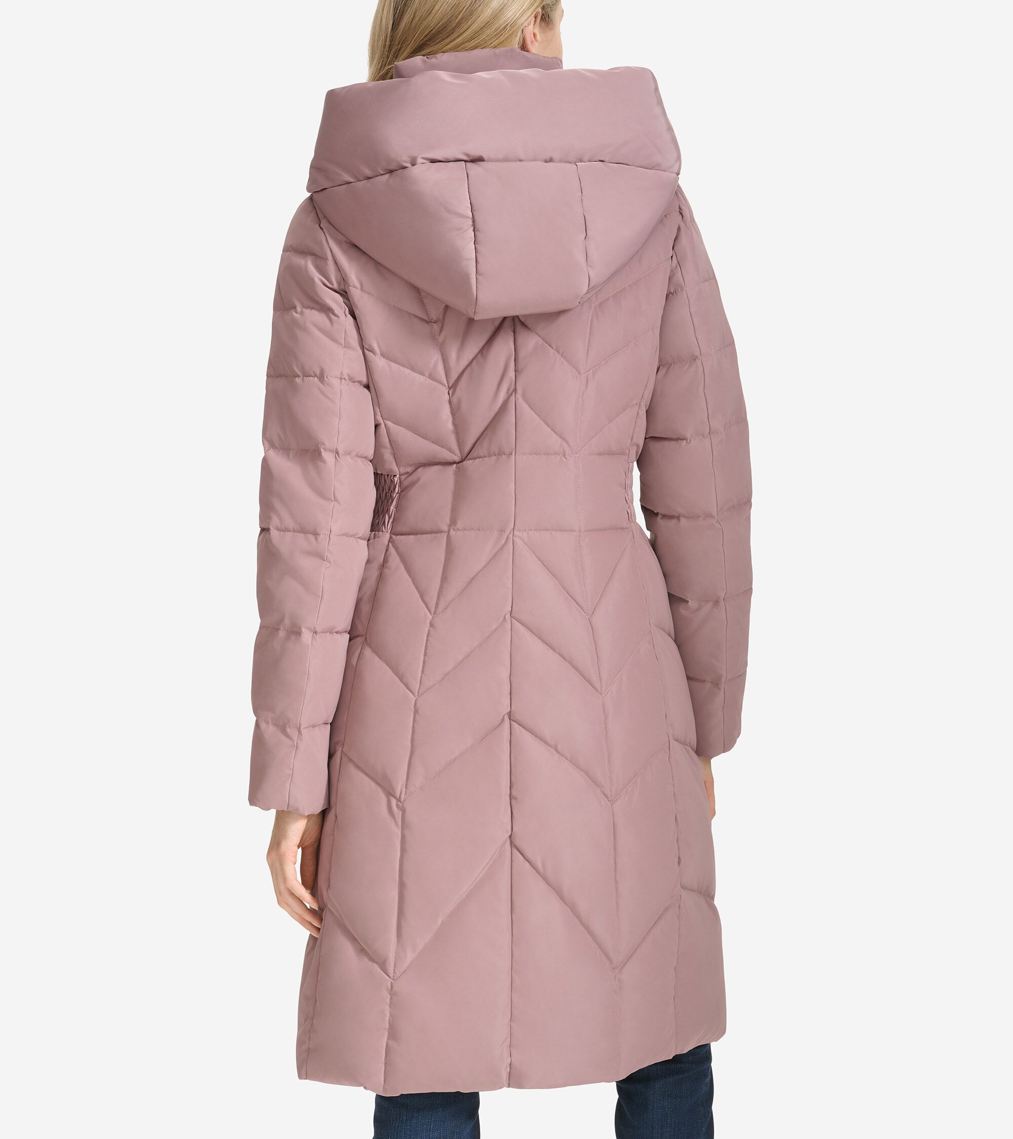 Women's Taffeta Down Coat with Elasticaded Waist Inserts - Image 2