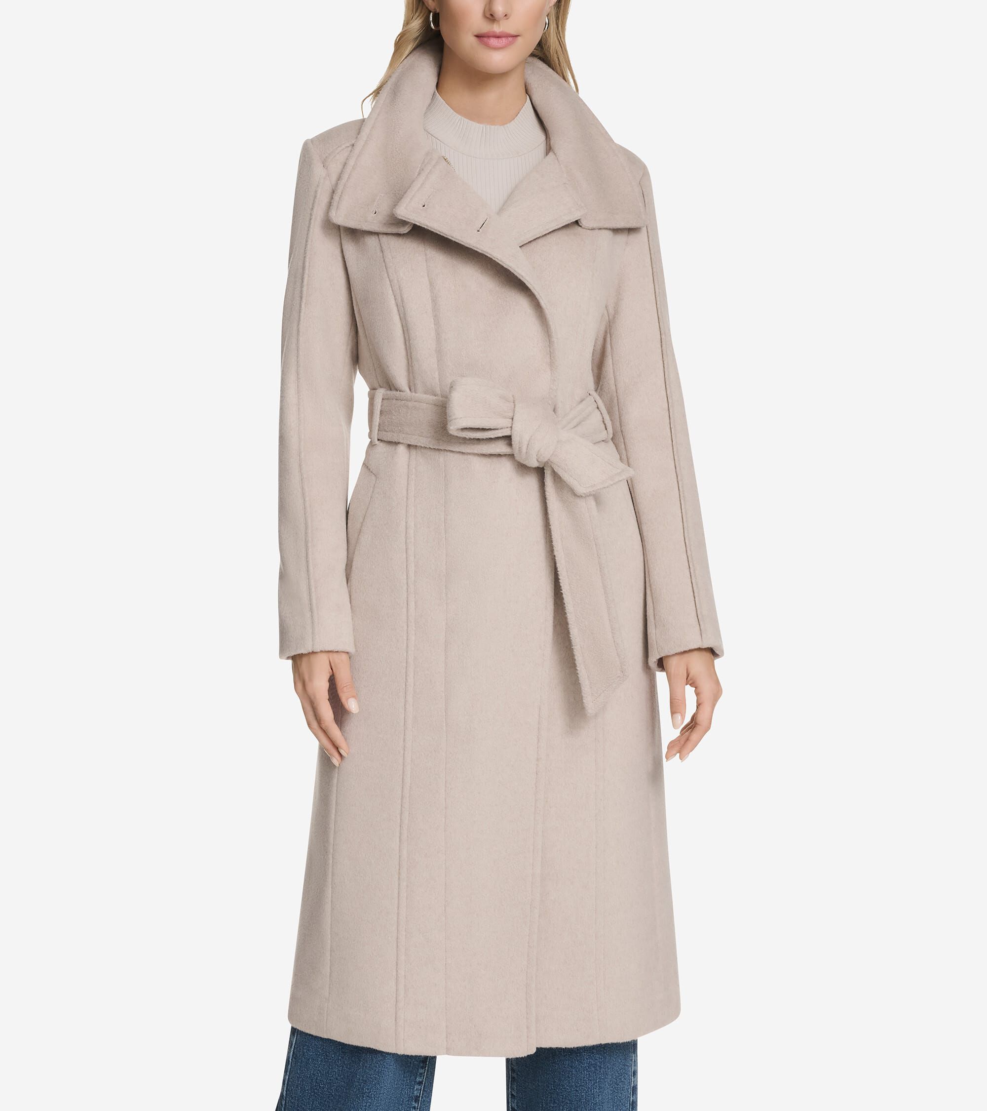Women's Slick Wool Belted Coat