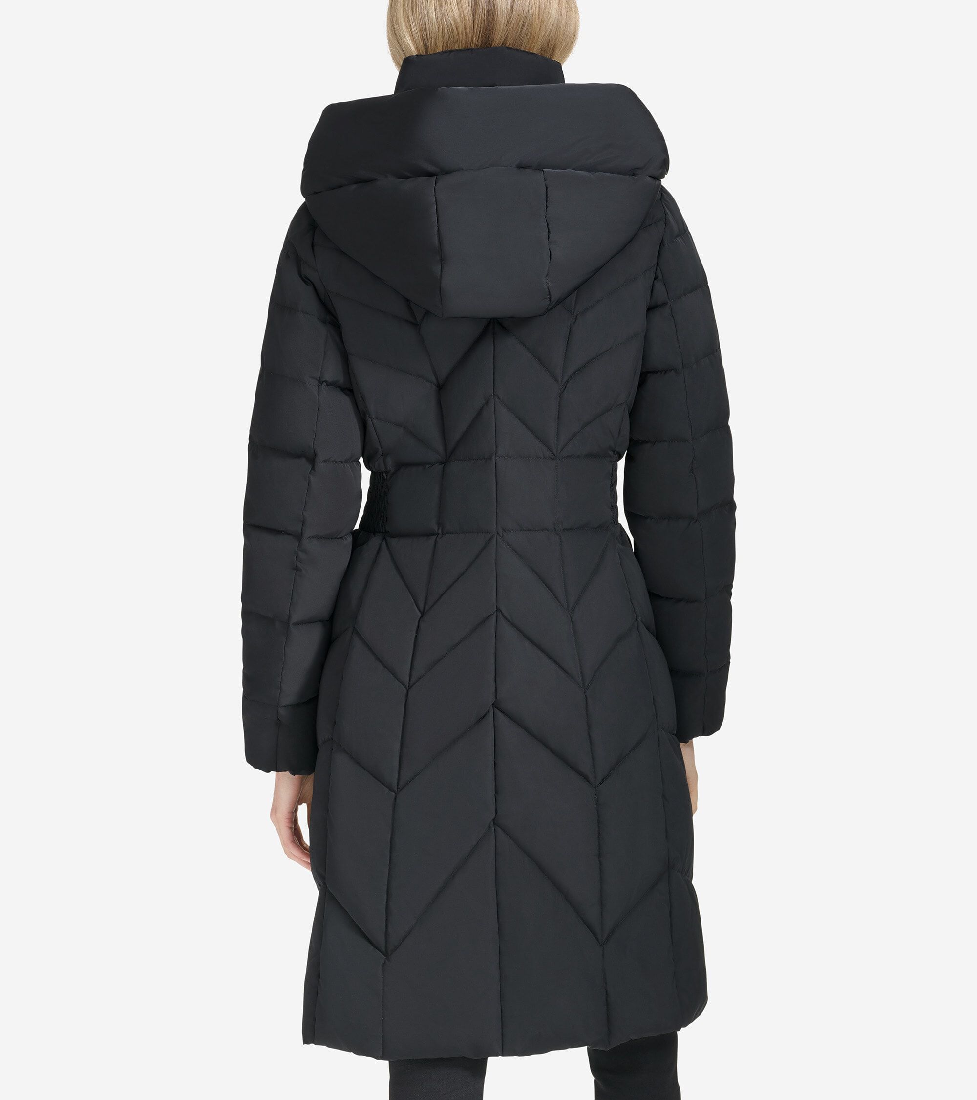 Women's Taffeta Down Coat with Elasticaded Waist Inserts - Image 2
