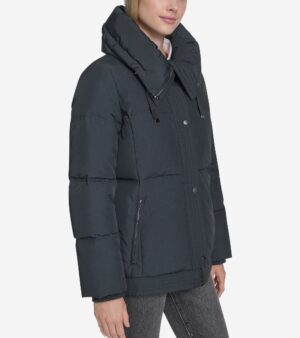 Women's Twill Nylon Down Jacket with Trapunto Stitch Details